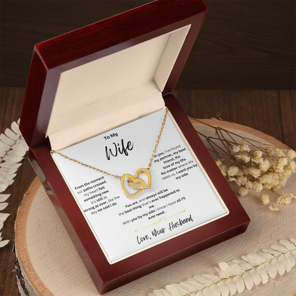 To My Wife: With You By My Side - Two Hearts Necklace