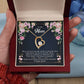 Gold Heart Necklace with a Cubic Zirconia Stone in the Center and small stones on one side. Luxury Gift Box. Message Card Reads: To My Mom: There are not enough words to describe how important you are in my life., Mom. And you continue to influence how I live mine. I am forever grateful. Thank you for being my friend and confidante. I love you! - Givethegifts.com