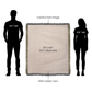 Size reference to show that the blanket will come up to mid chest on a 6'2 man and mi- face on a 5'5 woman.